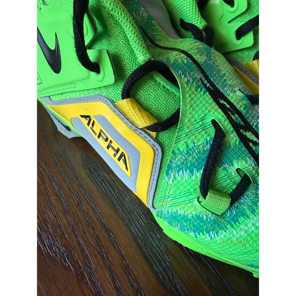 Nike Alpha Menace Pro 3 Football Cleats Mens 8 Green FB8442-303 Good Mid Top